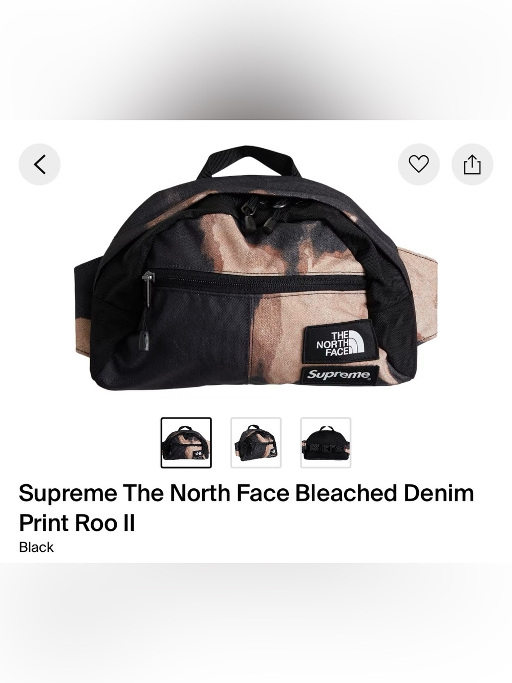 Supreme x The North Face Bleached Denim Print Waist Bag - Black